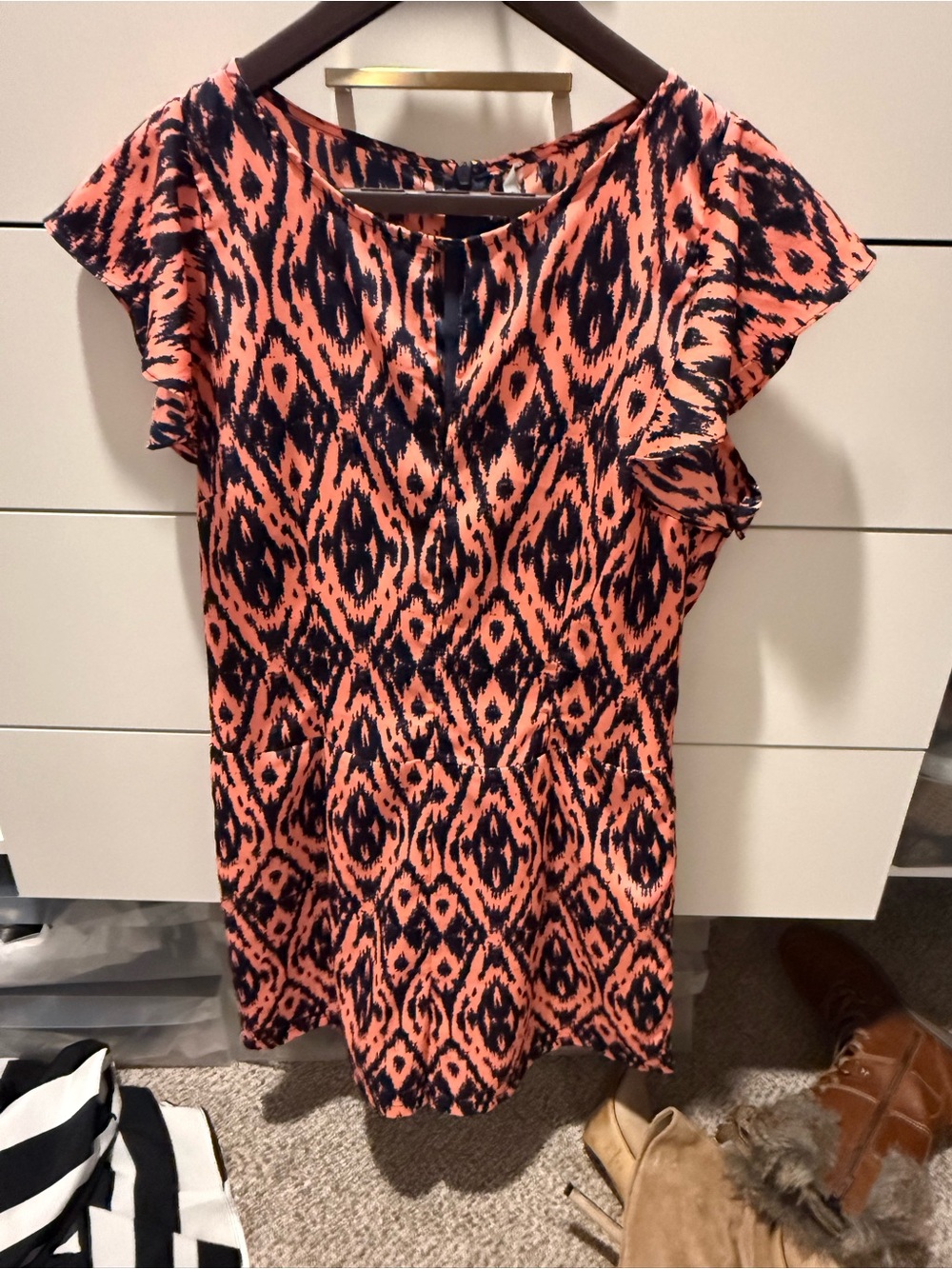 Women’s Coral and Navy Short Sleeve romper